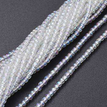 Electroplate Glass Beads Strands, AB Color Plated, Round, Clear AB, 2.5mm, Hole: 0.7mm, about 177pcs/Strand, 14.09 inch(35.8cm)