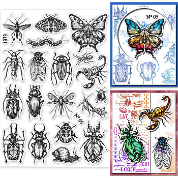 PVC Stamps, for DIY Scrapbooking, Photo Album Decorative, Cards Making, Stamp Sheets, Film Frame, Insects, 21x14.8x0.3cm