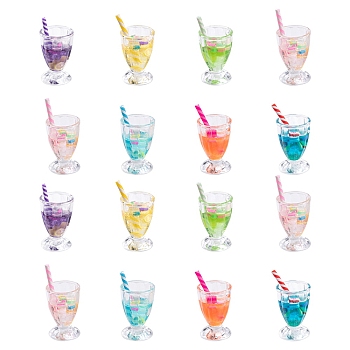 Transparent Resin Pendants, Play Food, Imitation Drink, Mini Cup, Mixed Color, 29.5~34x16mm, Hole: 2mm