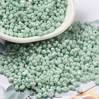 Glass Seed Beads, Peanut, Aqua, 3.5~4x2~2.5x2~2.3mm, Hole: 0.8mm, about 8000pcs/pound