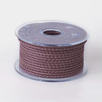 Braided Cowhide Cord, Leather Jewelry Cord, Jewelry DIY Making Material, Saddle Brown, 4mm, about 32.8 yards(30m)/roll