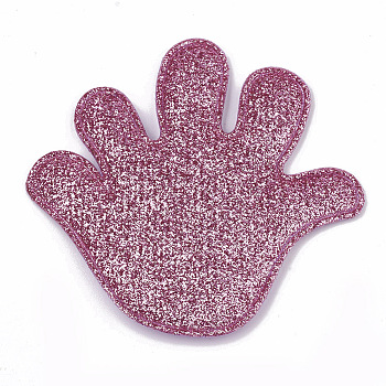 Glitter PU Patches, with Non Woven Fabric Back and Sponge Inside, Palm, Violet, 67x71x3.5mm