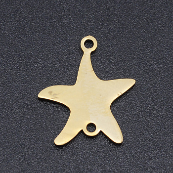 201 Stainless Steel Links connectors, Laser Cut, Starfish/Sea Stars, Blank Stamping Tag, Golden, 16.5x14x1mm, Hole: 1.4mm