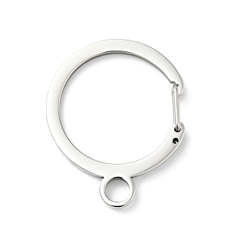 304 Stainless Steel Gate Snap Key Clasps, Round Ring, Stainless Steel Color, 36x29.5x2.5mm, Inner Diameter: 24x23.5mm