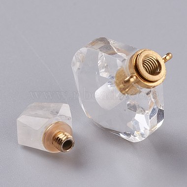 Rhombus Natural Quartz Crystal Perfume Bottle Pendants(G-H241-01C-G)-2