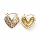 Cubic Zirconia Heart Thick Hoop Earrings(EJEW-F304-01G-02)-2