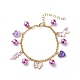 Alloy Enamel & Glass Pearl Charm Bracelet with 304 Stainless Steel Chains for Women(BJEW-JB08707-04)-1