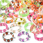 Transparent Resin Fruit Finger Ring for Women, Mixed Color, US Size 6(16.5mm)(X1-RJEW-T022-030)