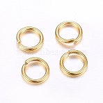 304 Stainless Steel Open Jump Rings, Round, Real 24K Gold Plated, 18 Gauge, 10x1mm, Inner Diameter: 8mm(STAS-O098-02G-07)