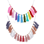 2Pcs 2 Styles Woolen Yarn Tassel Wall Hanging Ornaments, with Wood Round Beads, Mixed Color, 830~940x140mm, 1pc/style(HJEW-HY0001-10)