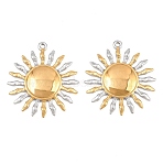304 Stainless Steel Pendants, Sun Charms, Ion Plating(IP), Real Gold Plated & Stainless Steel Color, 35x31.5x3mm, Hole: 2mm(STAS-G398-07GP)
