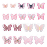36Pcs 9 Style Butterfly Organgza Lace Embroidery Ornament Accessories, Applique Patch, Sewing Craft Decoration, Mixed Color, 30~57x30~63x1~3mm, 4pcs/style(DIY-BT0001-49)