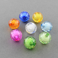 Transparent Acrylic Beads, Bead in Bead, Faceted, Round, Mixed Color, 28mm, Hole: 2mm, about 60pcs/500g(TACR-S086-28mm-M)
