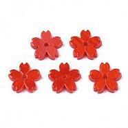 Opaque Acrylic Beads, Sakura, Red, 10.5x11x2mm, Hole: 1.2mm(SACR-S273-31B)