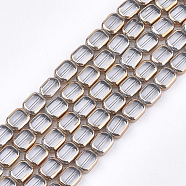 Electroplate Glass Beads Strands, Edge Plated, Rectangle, Clear, 9.5~10x7.5~8x4mm, Hole: 1mm, about 30pcs/strand, 11.4 inch(EGLA-S188-10G)