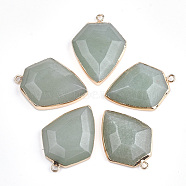 Electroplate Natural Green Aventurine Pendants, with Iron Findings, Arrows, Golden, 30~31x22.5x6~7mm, Hole: 1.8mm(G-S344-20C)