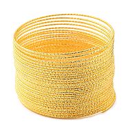 Iron Wire, Textured Round, for Bangle Making, Golden, 1.2mm, Inner Diameter: 58mm(IFIN-E025-03A-G)