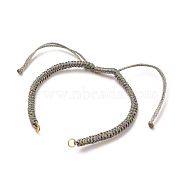 Adjustable Braided Polyester Cord Bracelet Making, with 304 Stainless Steel Open Jump Rings, Dark Olive Green, Single Chain Length: about 6-3/8 inch(16.2cm)(AJEW-JB00763-02)