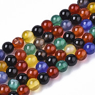 Natural Agate Beads Strands, Dyed, Round, Colorful, 4mm, Hole: 0.5mm, about 91~95pcs/strand, 14.57 inch~15.35 inch(37~39cm)(G-S359-241E)