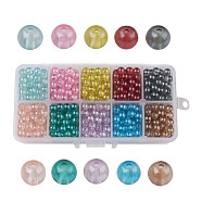 10 Colors Transparent Spray Painted Glass Beads, Round, Mixed Color, 6mm, Hole: 1.3~1.6mm, about 72~75pcs/compartment, 720~750pcs/box, Packaging Box: 13.5x7x3cm(DGLA-JP0001-11-6mm)