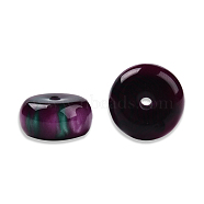 Resin Beads, Imitation Gemstone, Flat Round/Disc, Purple, 16.5~17x8.5~9mm, Hole: 2~2.3mm(RESI-N034-05-M09)