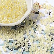Glass Seed Beads, Ceylon, Round Hole, Round, Pale Goldenrod, 4x3mm, Hole: 1.5mm, 7500pcs/pound(SEED-H002-E-A1401)