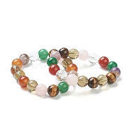Natural Mixed Stone Beaded Stretch Bracelets, Round, Beads: 12~12.5mm, Inner Diameter: 2-1/8 inch(5.4cm)(BJEW-A117-E-39)