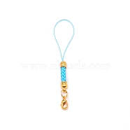 Polyester Cord Mobile Straps, with Golden Iron Findings, Deep Sky Blue, 88mm(MOBA-TAC0001-01F)