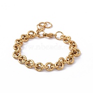 Ion Plating(IP) 304 Stainless Steel Rolo Chain Bracelets, with Lobster Claw Clasps, Golden, 7 inch(17.7cm), 8.5mm(BJEW-F433-01G)