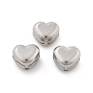 304 Stainless Steel European Style Clasps, Heart, 8.5x10x7mm, Hole: 1.8mm(STAS-M112-04P-03)