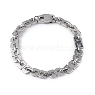 304 Stainless Steel Oval & Rectangle Link Chain Bracelet for Men Women, Stainless Steel Color, 8-3/8 inch(21.2cm)(BJEW-G669-24P)