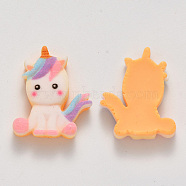 Resin Cabochons, Unicorn, Colorful, 24x19x6mm(CRES-N023-23A-01)