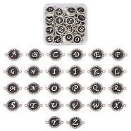 Alloy Enamel Links Connectors, with Crystal Rhinestones, Flat Round with Letter, Silver Color Plated, Letter A~Z, 22x16x2mm, Hole: 1.8mm, 26 Letters, 2pcs/letter, 52pcs/box(ENAM-TA0002-18)