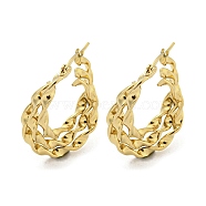 304 Stainless Steel Earrings for Women, Teardrop, Golden, 31x9mm(EJEW-E305-17G-01)