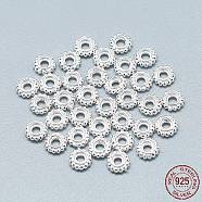 925 Sterling Silver Granulated Spacer Beads, Silver, 5x1.5mm, Hole: 1.5mm(STER-T002-73S)
