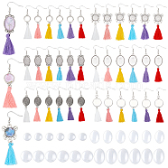 Elite 6Sets 6 Style Glass with Tassel Dangle Earrings, Long Drop Earrings for Women, Mixed Shapes, Mixed Color, 70~82mm, Pin: 0.8mm, 1set/style(EJEW-PH0001-10)