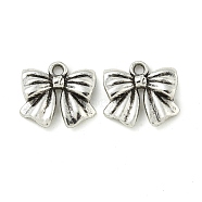 Tibetan Style Alloy Pendants, Bowknot, Antique Silver, 16x17x3mm, Hole: 2mm, about 558pcs/1000g.(FIND-M056-01B-AS)