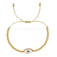 Alloy Round & Evil Eye Braided Bead Bracelets, Adjustable Cord Bracelets for Women(TG4711-3)