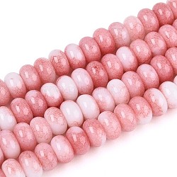 Glass Beads Strands, Imitation Gemstones, Rondelle, Dyed, Light Coral, 8~8.5x4.5~5mm, Hole: 1~1.2mm, about 155~159pcs/strand, 30.12~31.30 inch(76.5~79.5cm)(GLAA-N059-5x8mm-40)