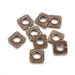 Tibetan Style Links connectors, Square, Antique Bronze, Lead Free & Cadmium Free & Nickel Free, 18x18x2mm, Hole: 9mm(X-MLF9252Y-NF)