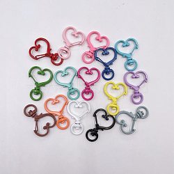 Spray Painted Zinc Alloy Swivel Clasps, Swivel Snap Hook, Heart, Mixed Color, 34x24mm, Hole: 9mm(PURS-PW0005-080)