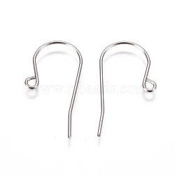 Tarnish Resistant 304 Stainless Steel Earring Hooks, with Horizontal Loop, Stainless Steel Color, 27.5x16.5x0.8mm, Hole: 1.8mm, 21 Gauge, Pin: 0.7mm(A-STAS-F227-29-P)