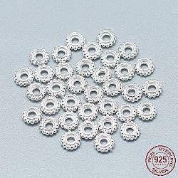 925 Sterling Silver Granulated Spacer Beads, Silver, 5x1.5mm, Hole: 1.5mm(STER-T002-73S)
