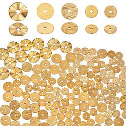 500Pcs 5 Styles Alloy Wavy Spacer Beads, , Long-Lasting Plated, Disc, Golden, 6~10x0.5mm, Hole: 0.9~2mm, 100pcs/style(KK-SZ0006-31)