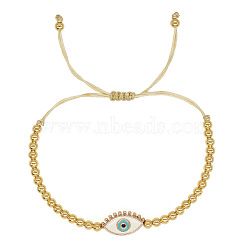 Alloy Round & Evil Eye Braided Bead Bracelets, Adjustable Cord Bracelets for Women(TG4711-3)