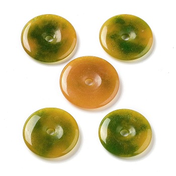 Dyed Natural White Jade Pendants, Donut Charms, Dark Olive Green, 28~31x4.5~5mm, Hole: 4.5mm