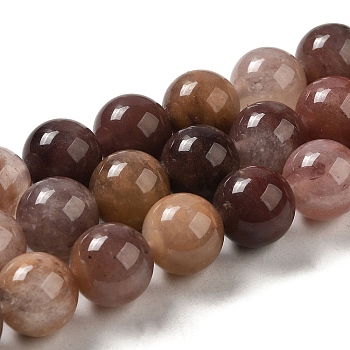 Natural Strawberry Quartz Beads Strands, Round, 12~12.5mm, Hole: 1.2mm, about 31pcs/strand, 14.96''(38cm)
