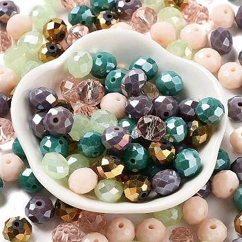 Glass Beads, Faceted, Rondelle, Blanched Almond, 10x8mm, Hole: 1mm, about 67pcs/60g