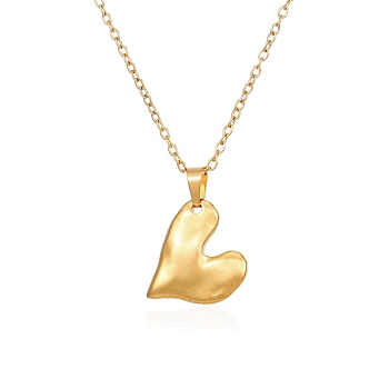 304 Stainless Steel Pendant Necklaces, Heart, Golden, 17.64 inch(44.8cm)