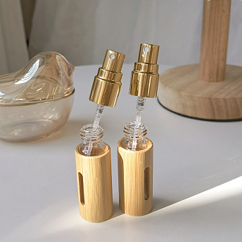 Empty Portable Glass Spray Bottles, with Bamboo,  Refillable Detachable Glass Inner Bottle Travel Perfume Container, Navajo White, 1.9x7.3cm, Capacity: 5ml(0.17fl. oz)